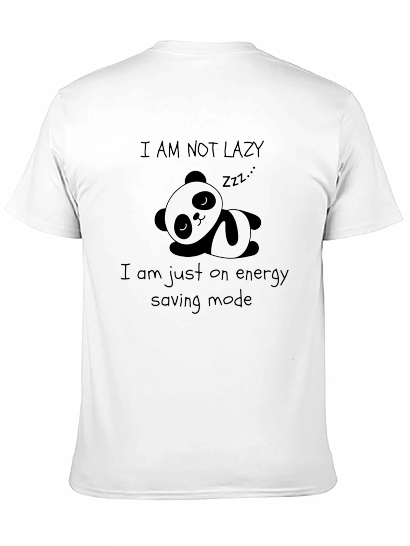 Lazy Panda Energy Saving Mode Black Graphic T-Shirt