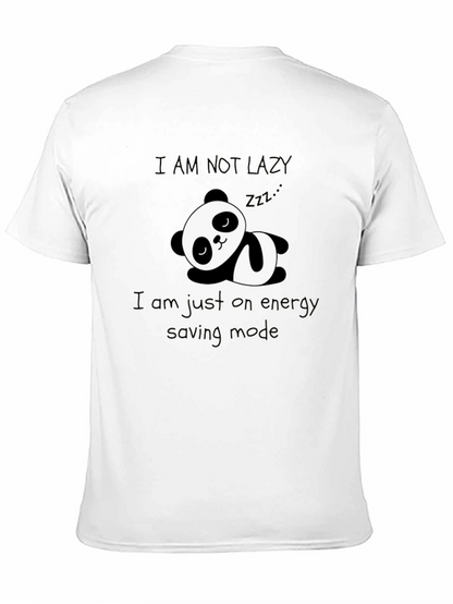 Lazy Panda Energy Saving Mode Black Graphic T-Shirt