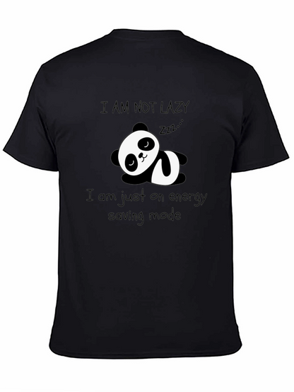 Lazy Panda Energy Saving Mode Black Graphic T-Shirt