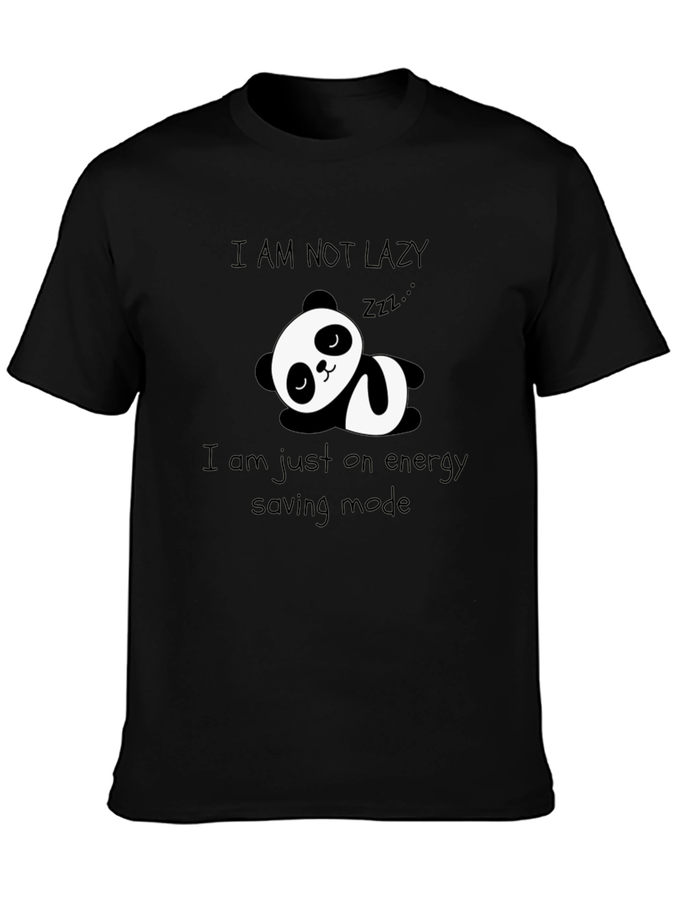 Lazy Panda Energy Saving Mode Black Graphic T-Shirt