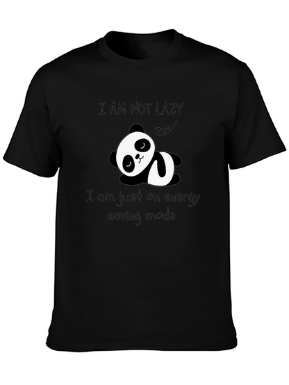 Lazy Panda Energy Saving Mode Black Graphic T-Shirt