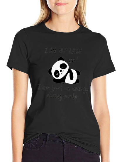 Lazy Panda Energy Saving Mode Black Graphic T-Shirt