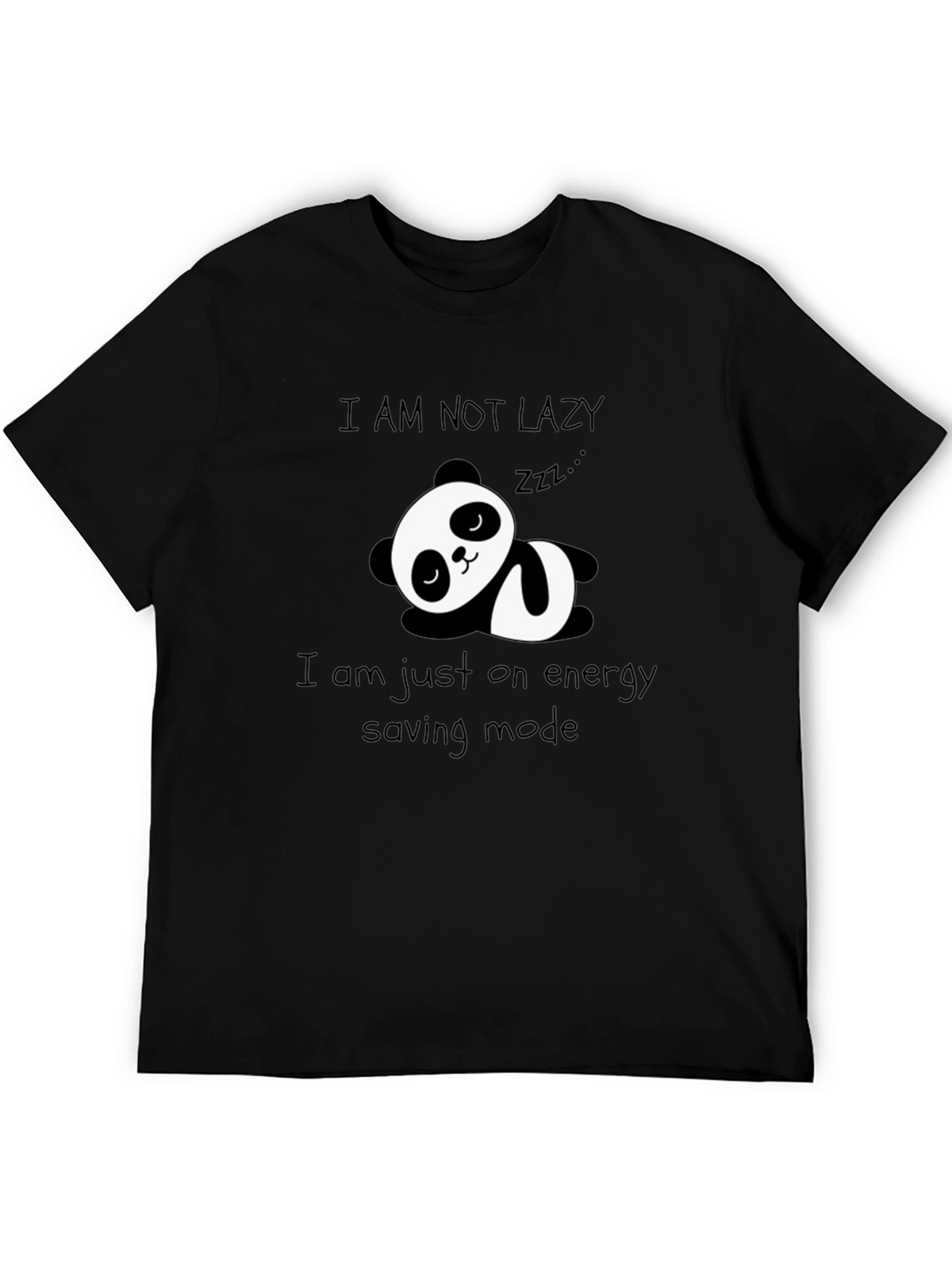 Lazy Panda Energy Saving Mode Black Graphic T-Shirt