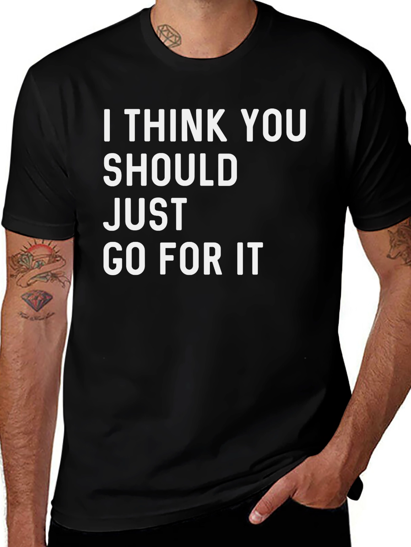 Inspirational Graphic Tee - Go For It Black Cotton T-Shirt