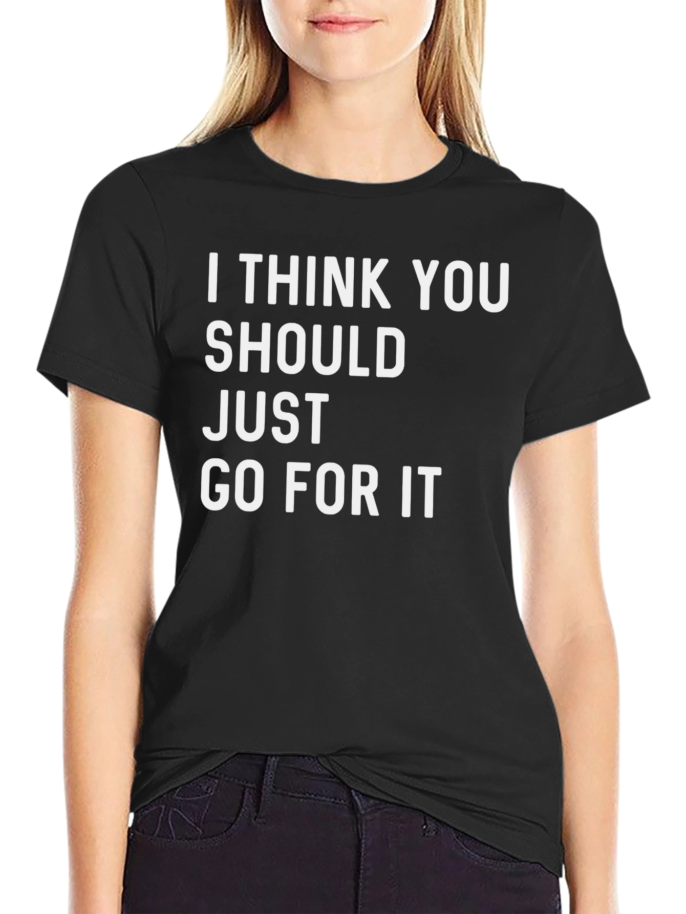 Inspirational Graphic Tee - Go For It Black Cotton T-Shirt