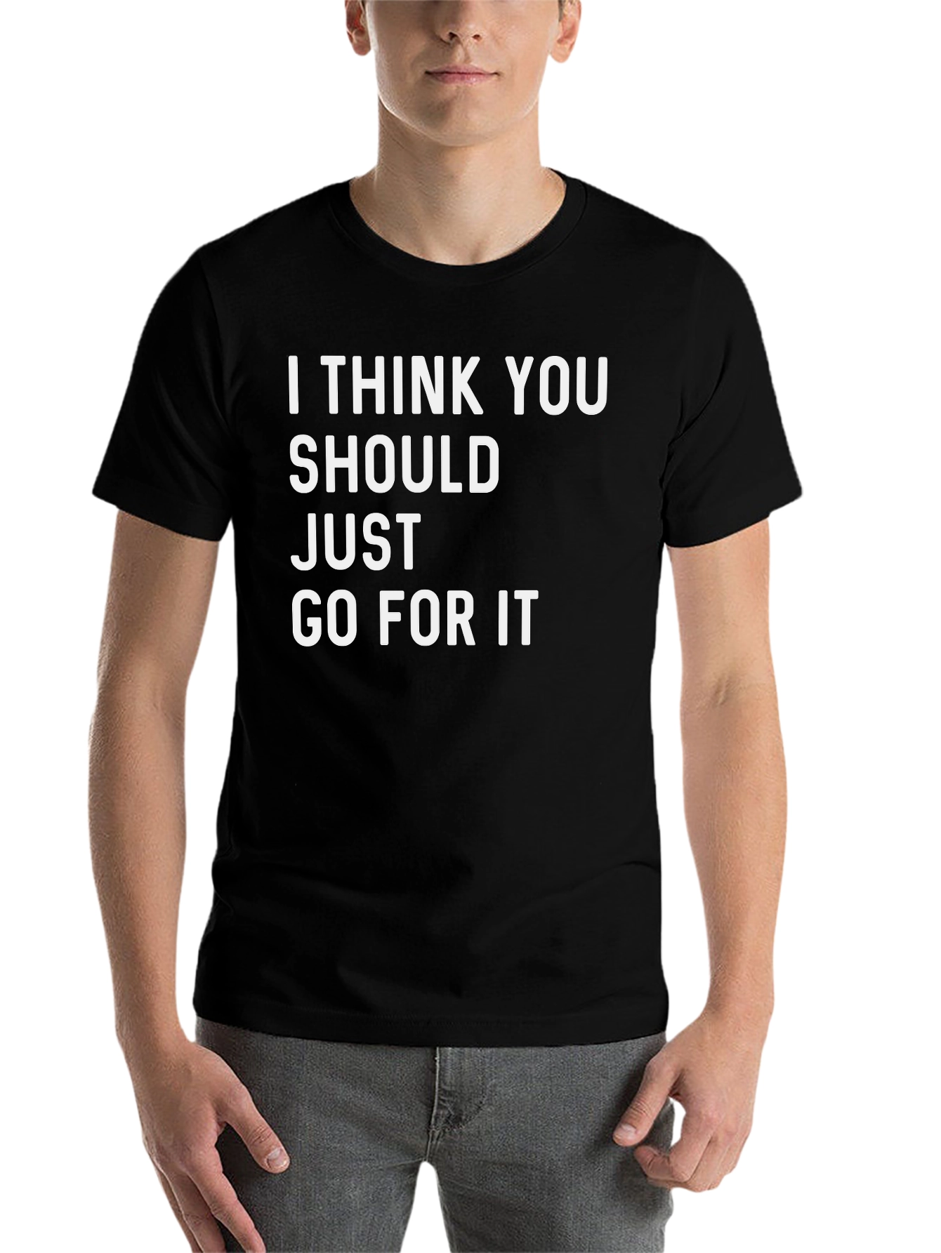 Inspirational Graphic Tee - Go For It Black Cotton T-Shirt