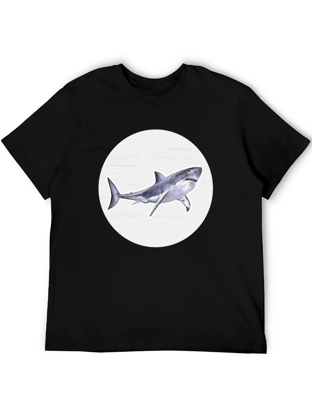 Shark Graphic Print Black Crew Neck T-Shirt