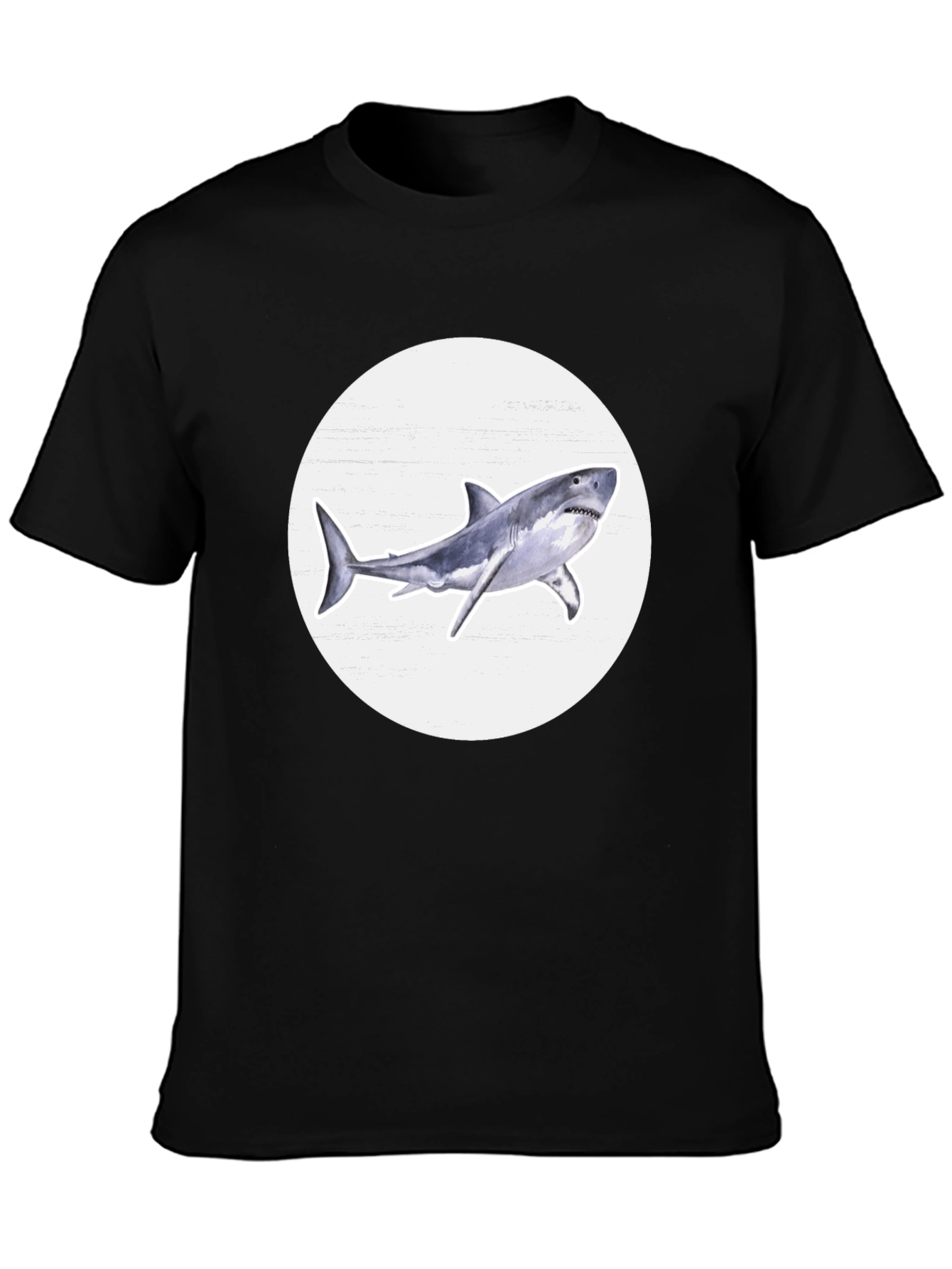 Shark Graphic Print Black Crew Neck T-Shirt