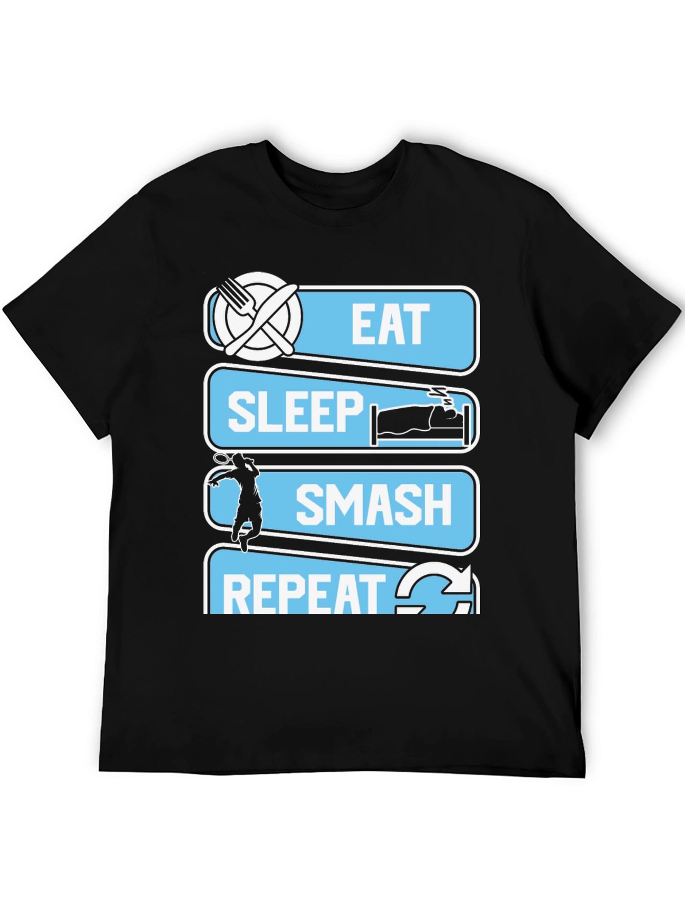 Eat Sleep Smash Repeat T-Shirt | Badminton Tennis Graphic Tee