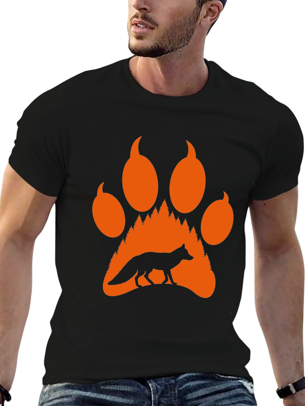 Fox Paw Print Graphic Tee - Nature Inspired