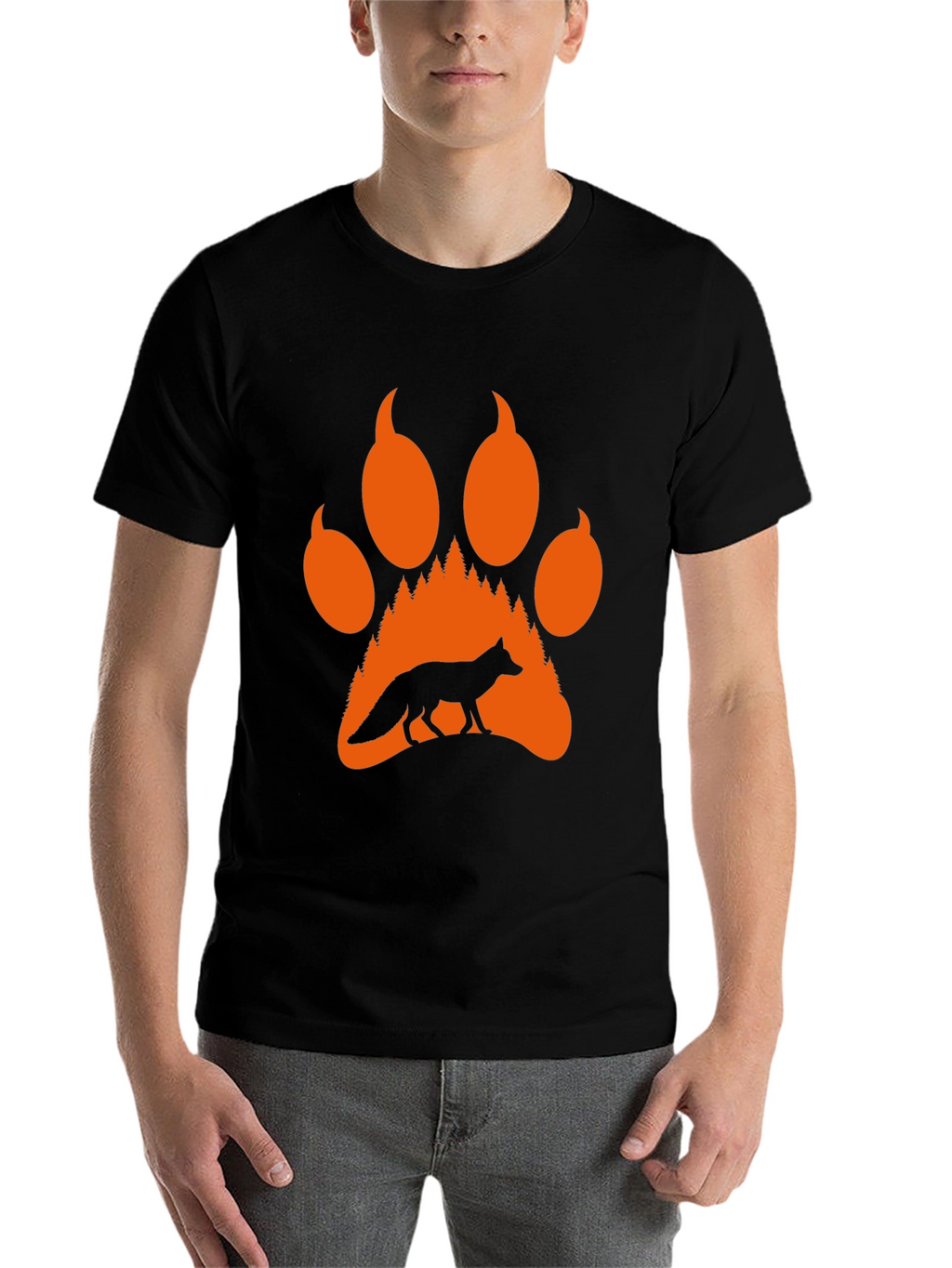 Fox Paw Print Graphic Tee - Nature Inspired