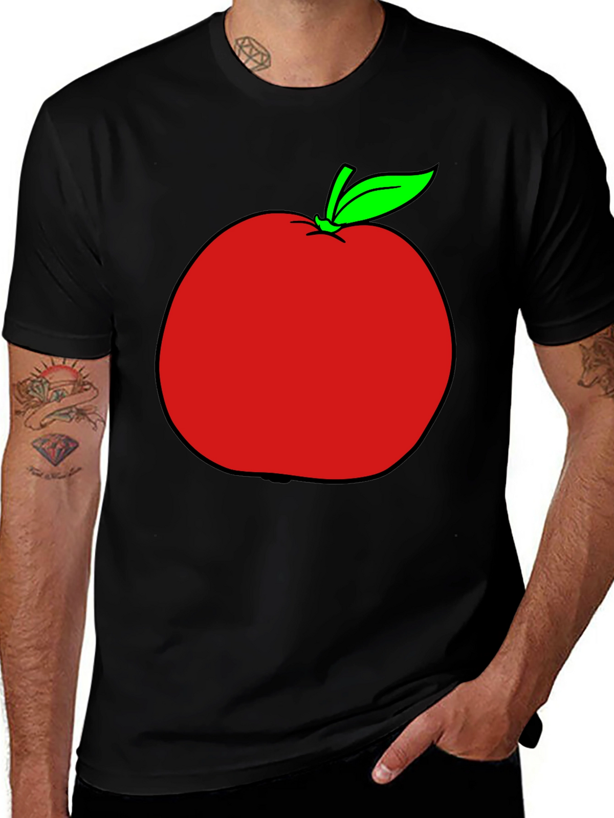 Apple Graphic T-Shirt - Casual Black Tee