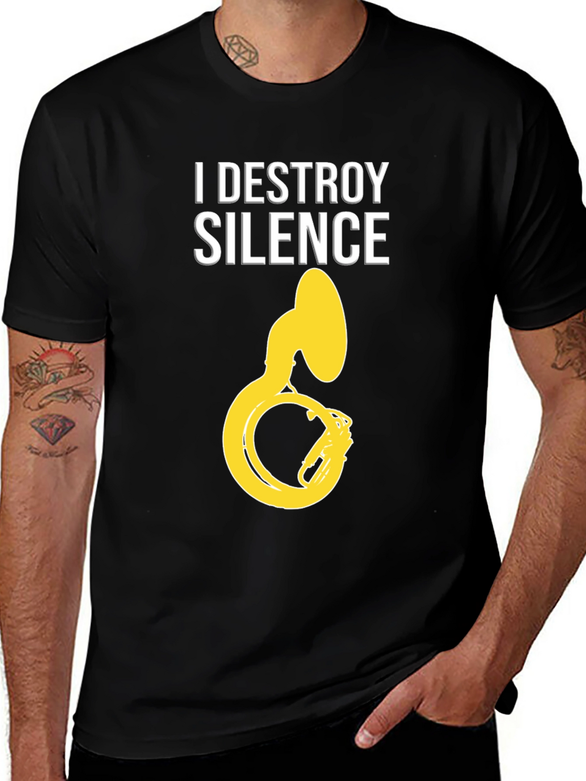 I Destroy Silence Tuba Graphic Tee - Black