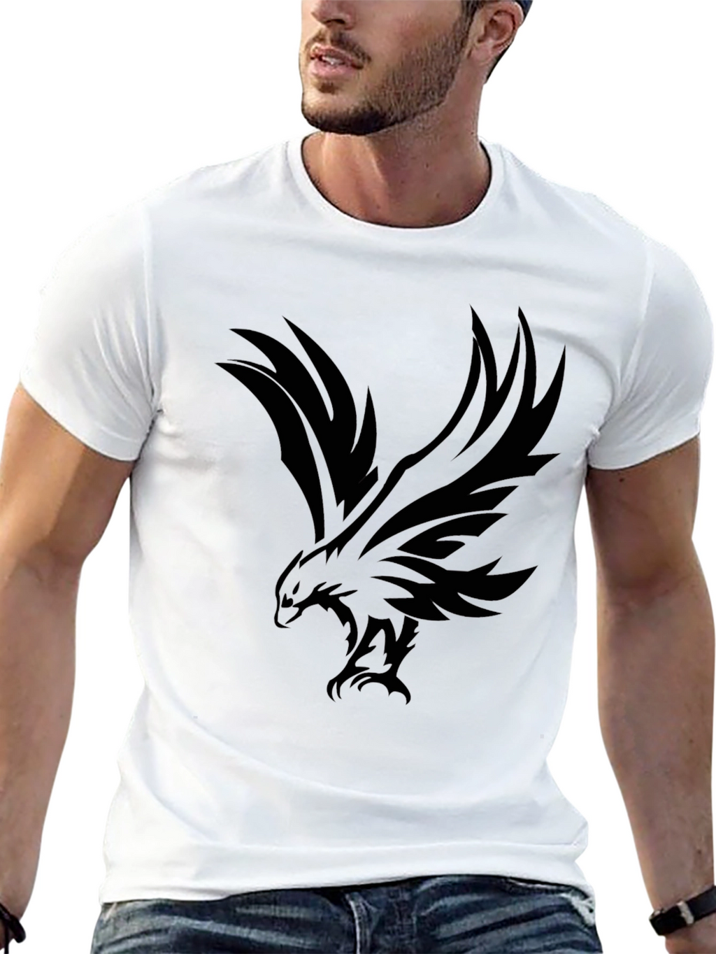 Mens Black Eagle Graphic T-Shirt