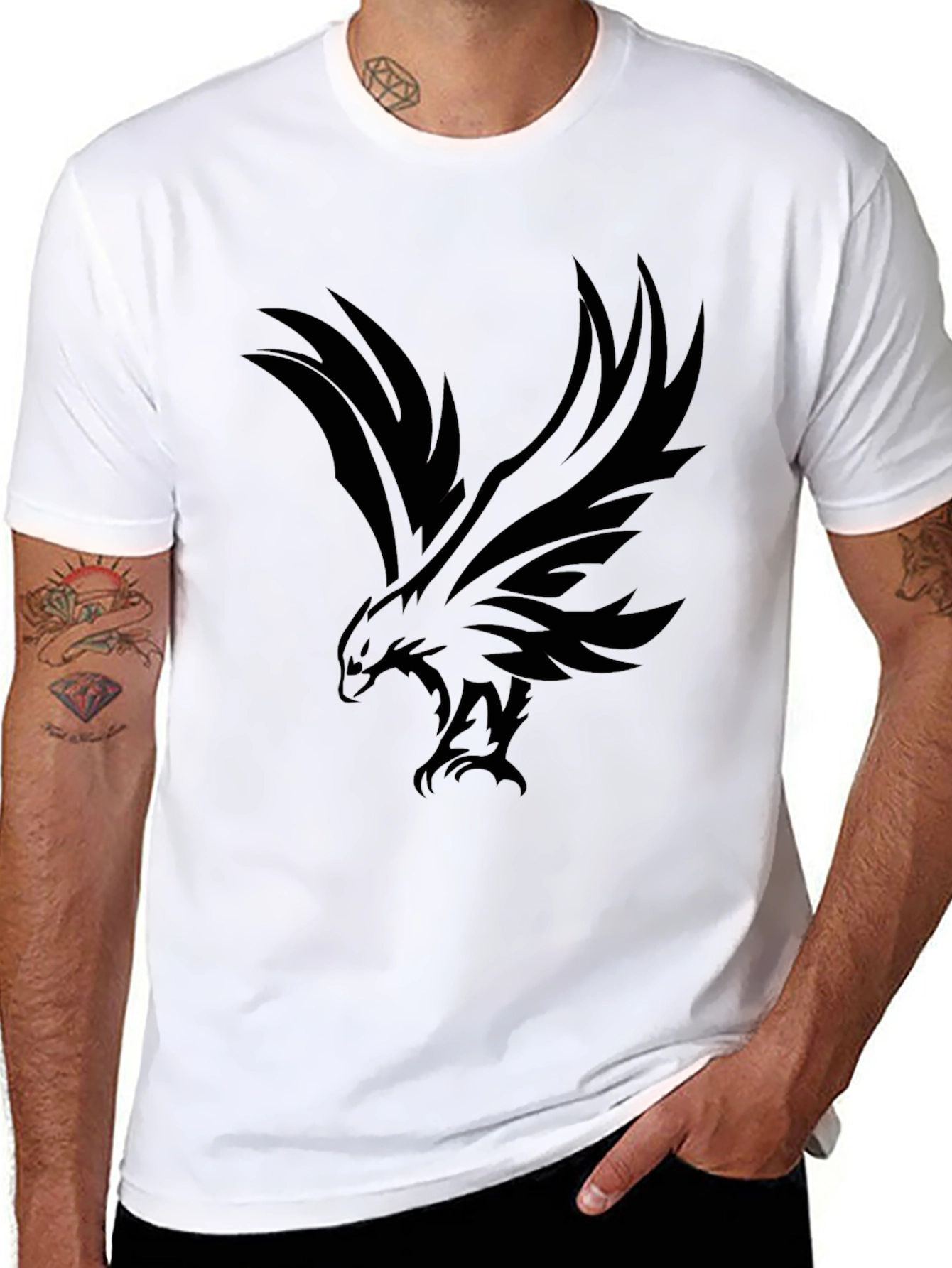 Mens Black Eagle Graphic T-Shirt