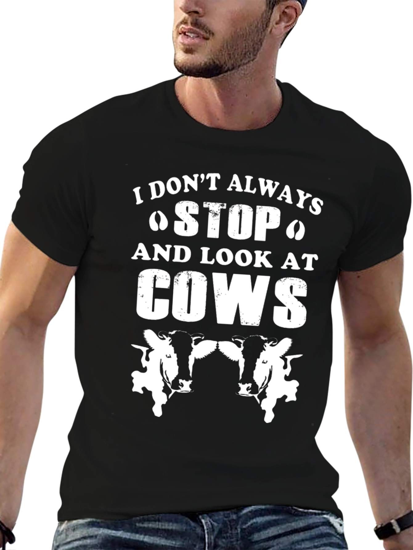 Funny Cow Lover Graphic T-Shirt - Black