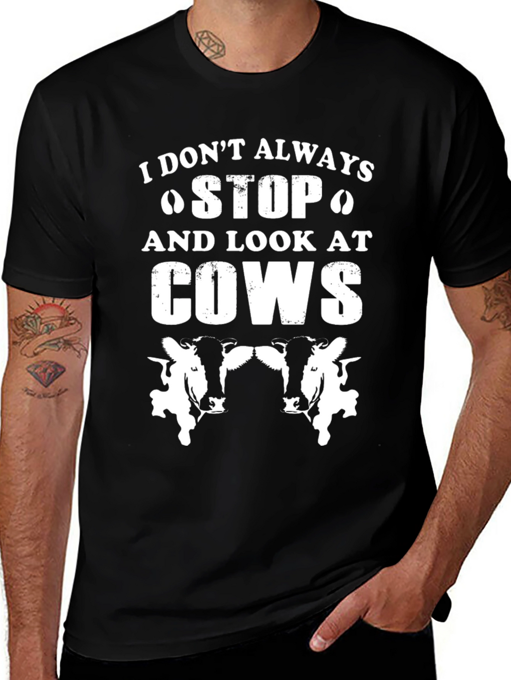 Funny Cow Lover Graphic T-Shirt - Black
