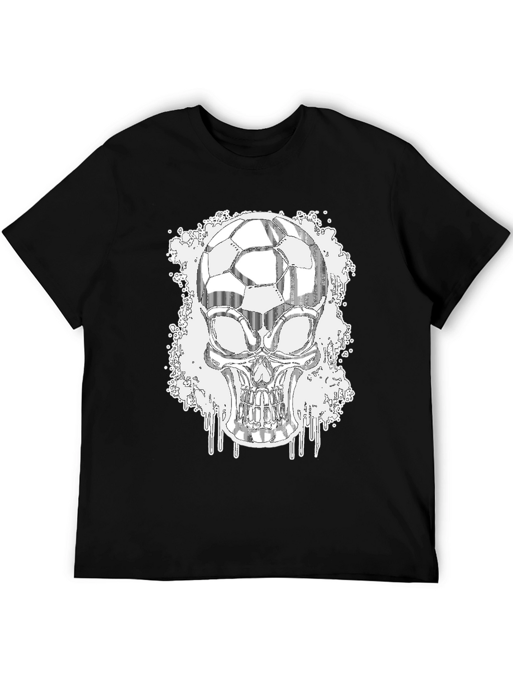 Soccer Skull Graphic Tee - Black Short Sleeve