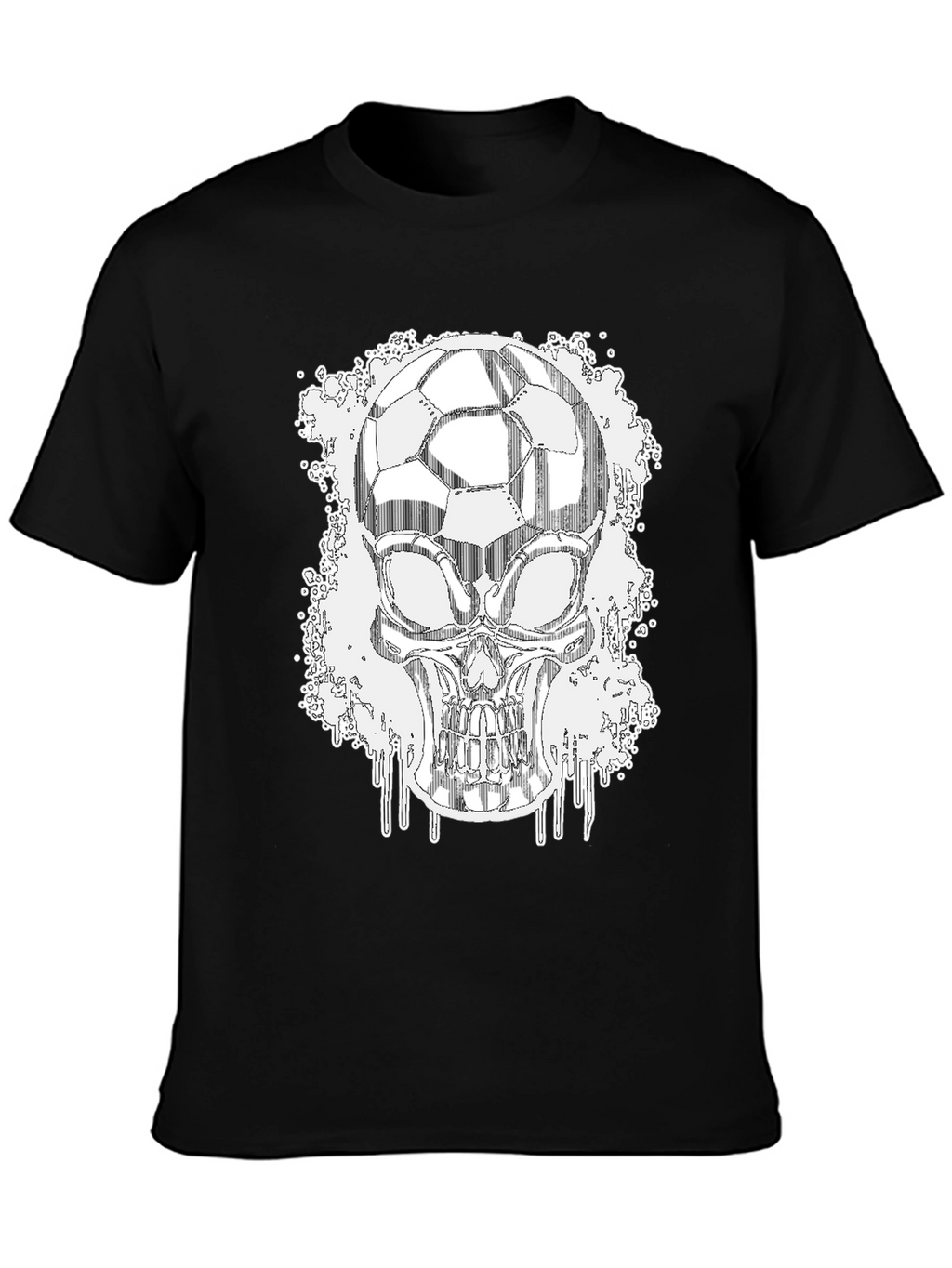Soccer Skull Graphic Tee - Black Short Sleeve