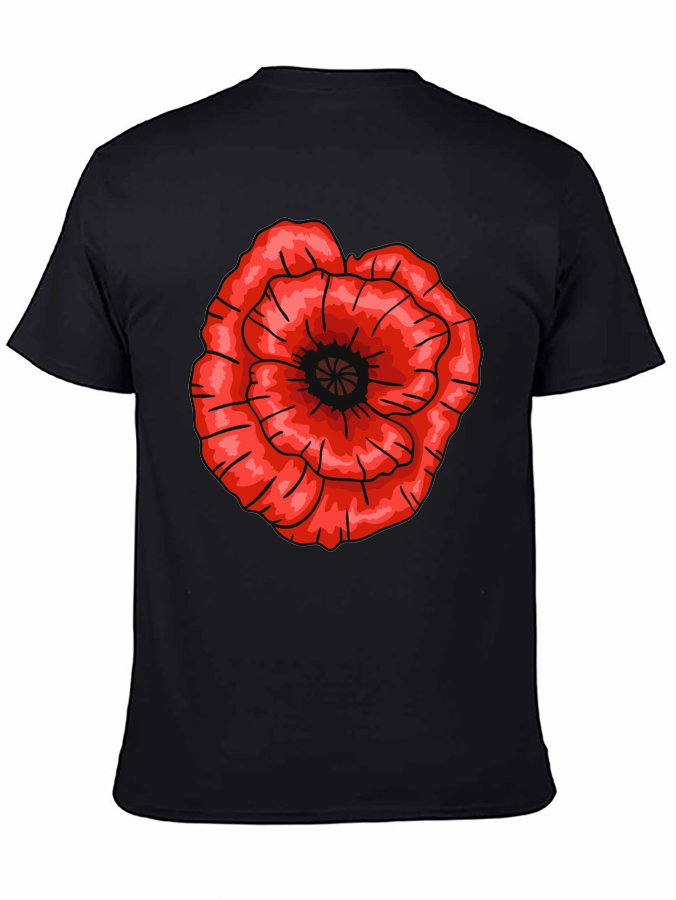 Red Poppy Flower Graphic T-Shirt - Casual Cotton Tee
