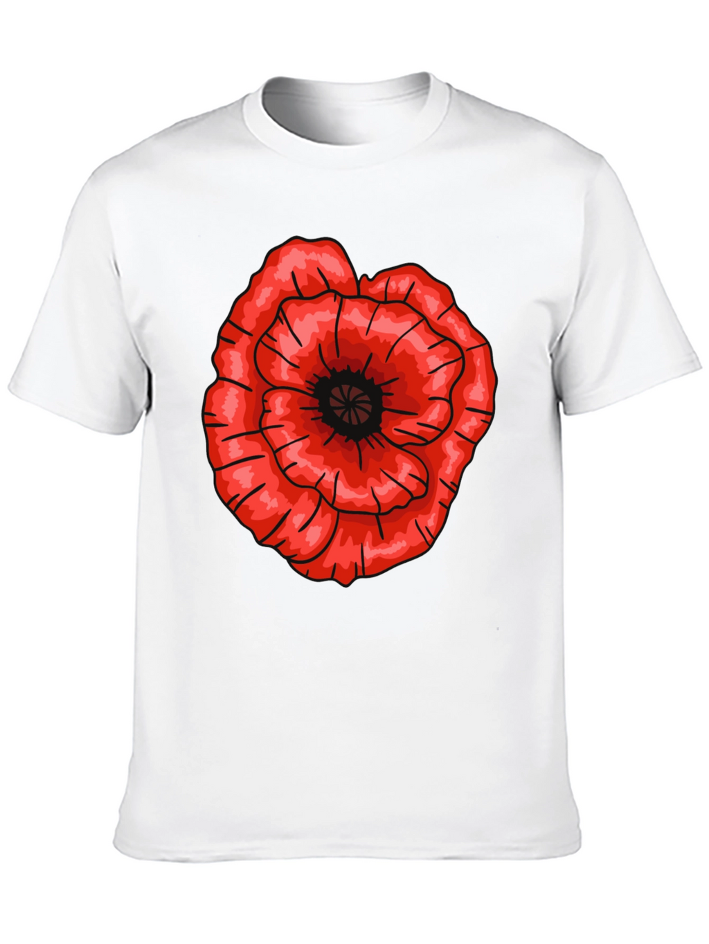 Red Poppy Flower Graphic T-Shirt - Casual Cotton Tee