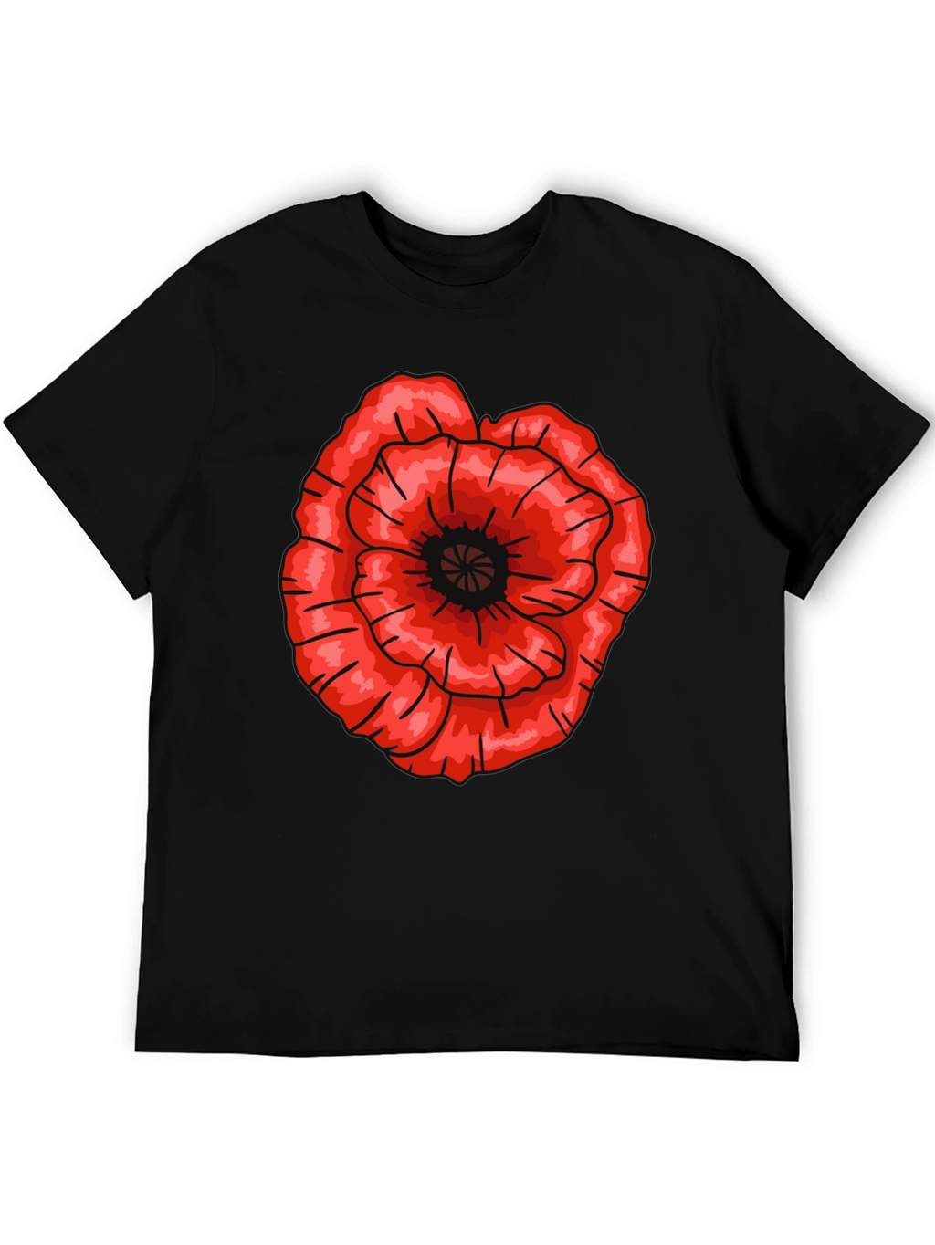 Red Poppy Flower Graphic T-Shirt - Casual Cotton Tee