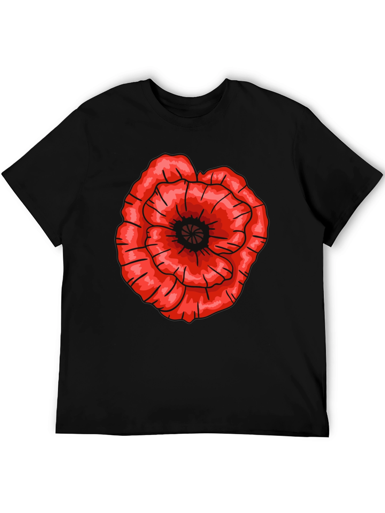 Red Poppy Flower Graphic T-Shirt - Casual Cotton Tee