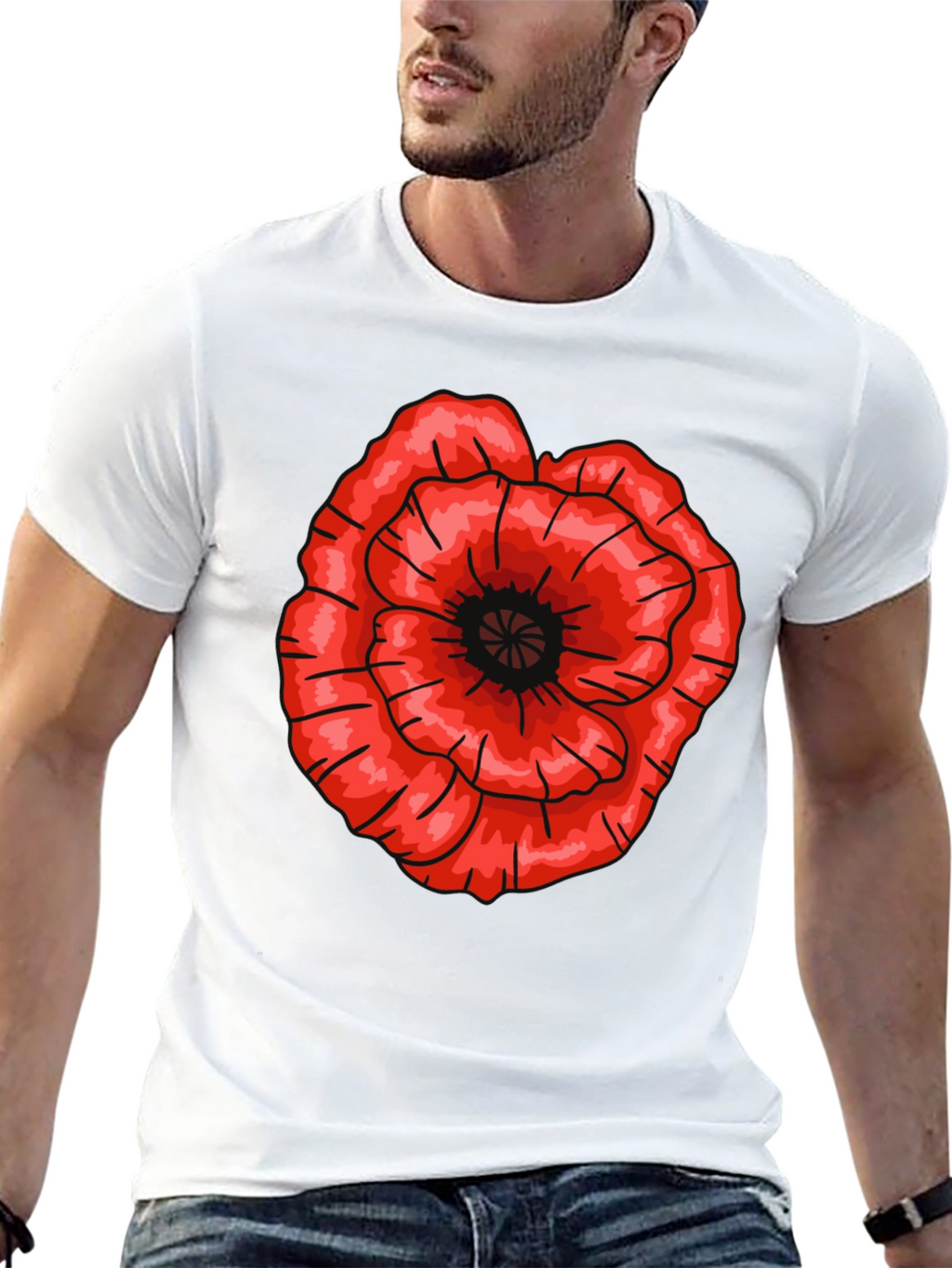 Red Poppy Flower Graphic T-Shirt - Casual Cotton Tee