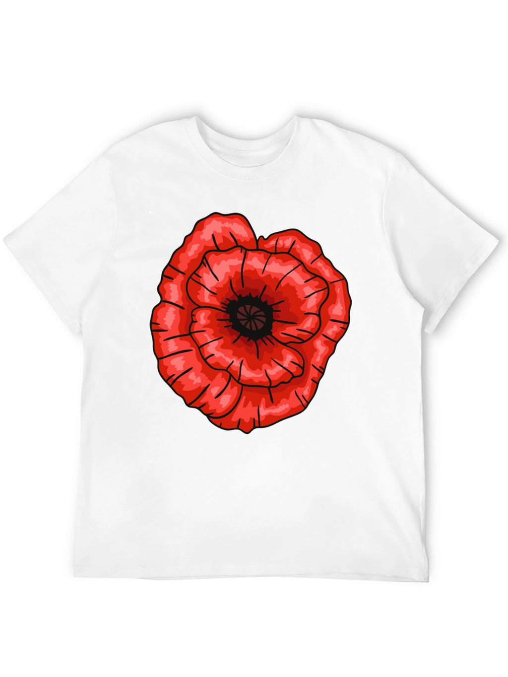 Red Poppy Flower Graphic T-Shirt - Casual Cotton Tee