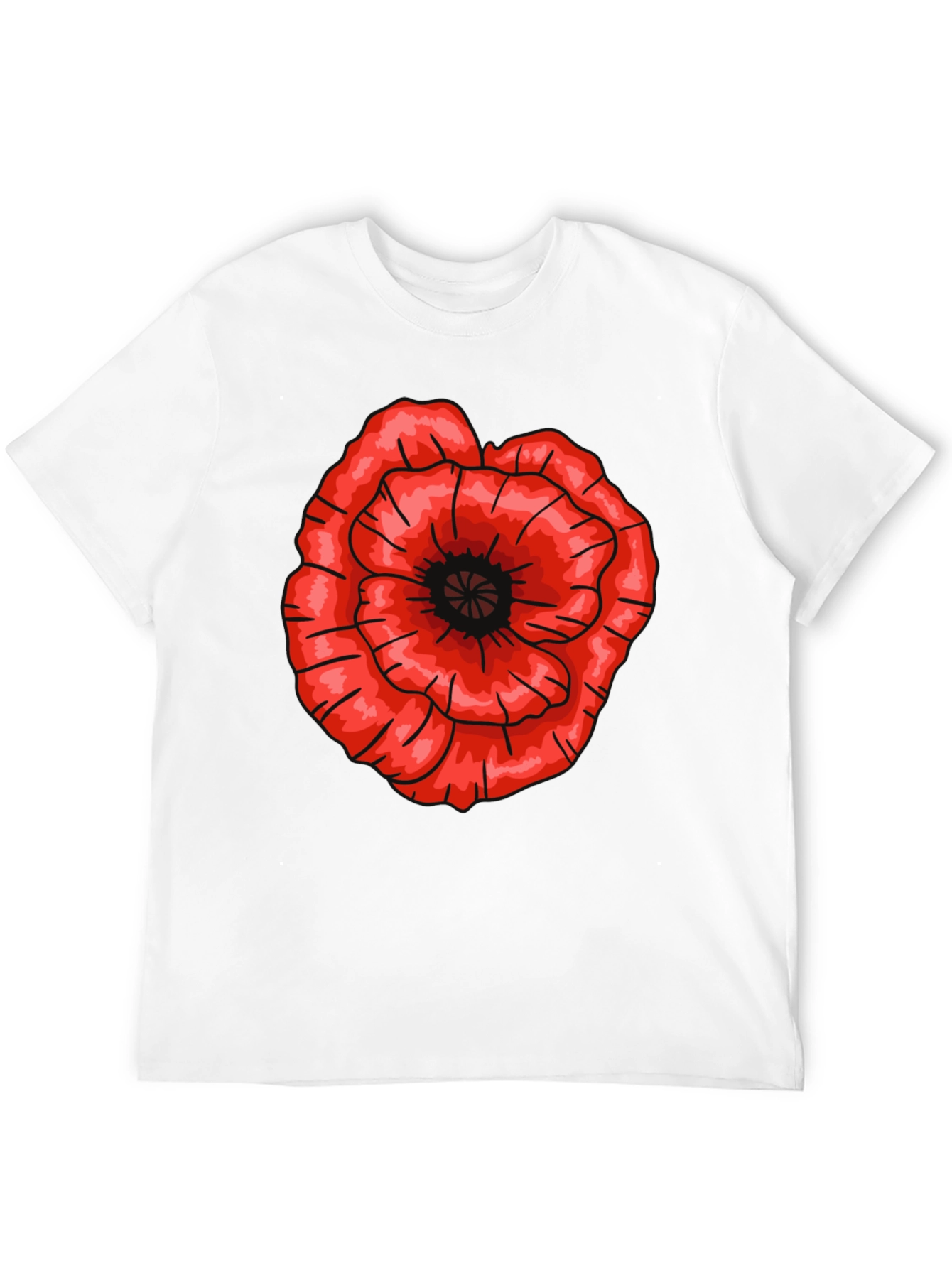 Red Poppy Flower Graphic T-Shirt - Casual Cotton Tee