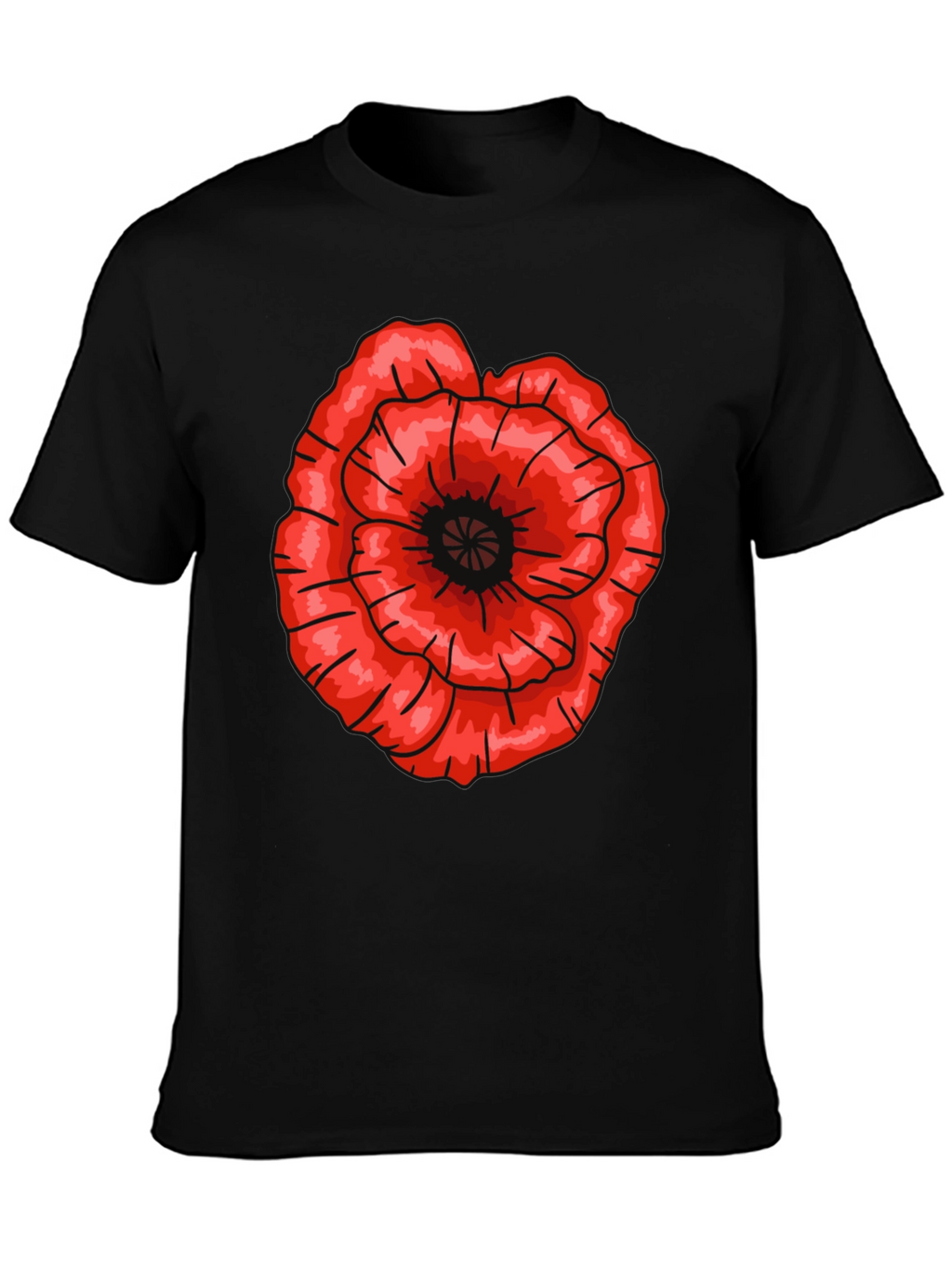 Red Poppy Flower Graphic T-Shirt - Casual Cotton Tee