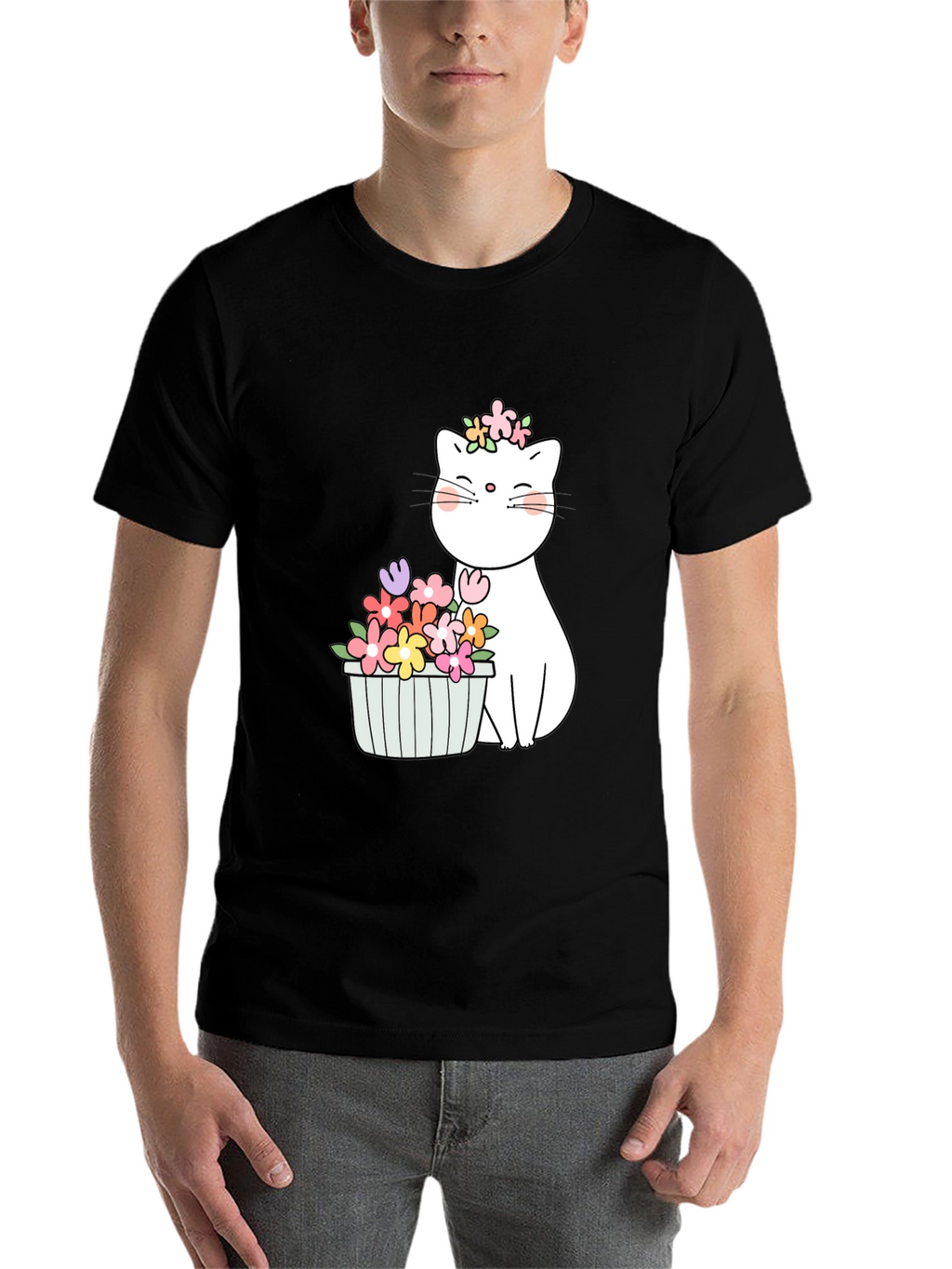 Floral Cat Graphic T-Shirt