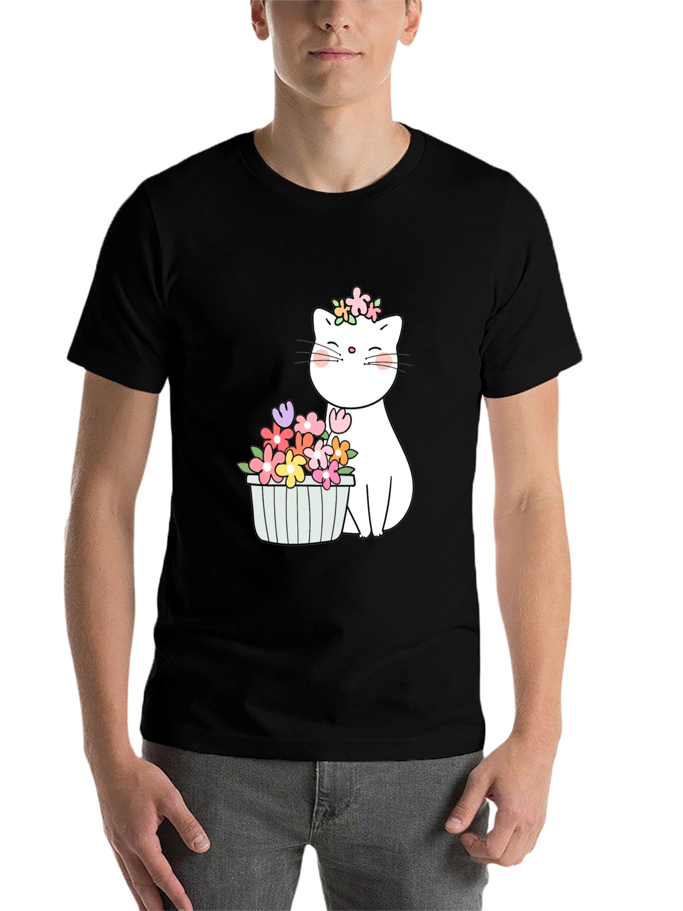 Floral Cat Graphic T-Shirt
