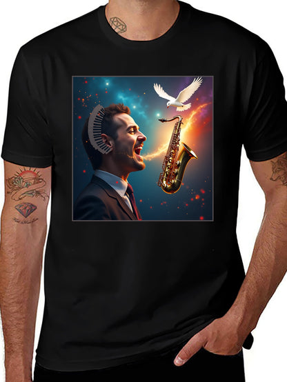 Musical Mind T-Shirt - Artistic Saxophone Design
