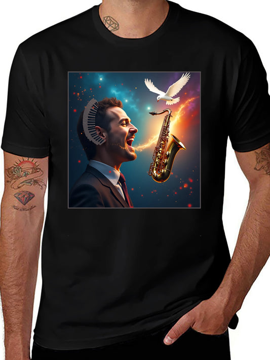 Musical Mind T-Shirt - Artistic Saxophone Design
