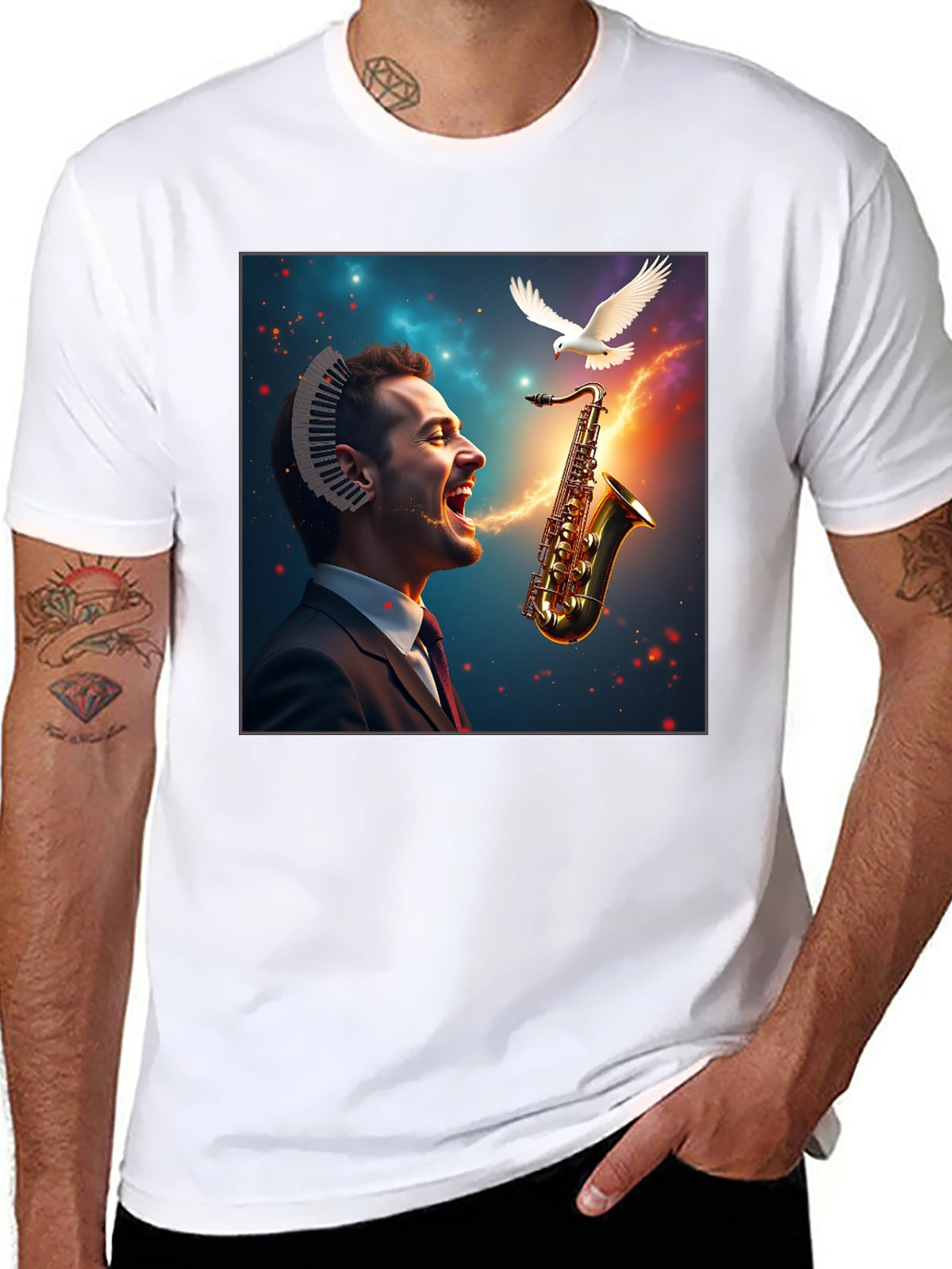 Musical Mind T-Shirt - Artistic Saxophone Design