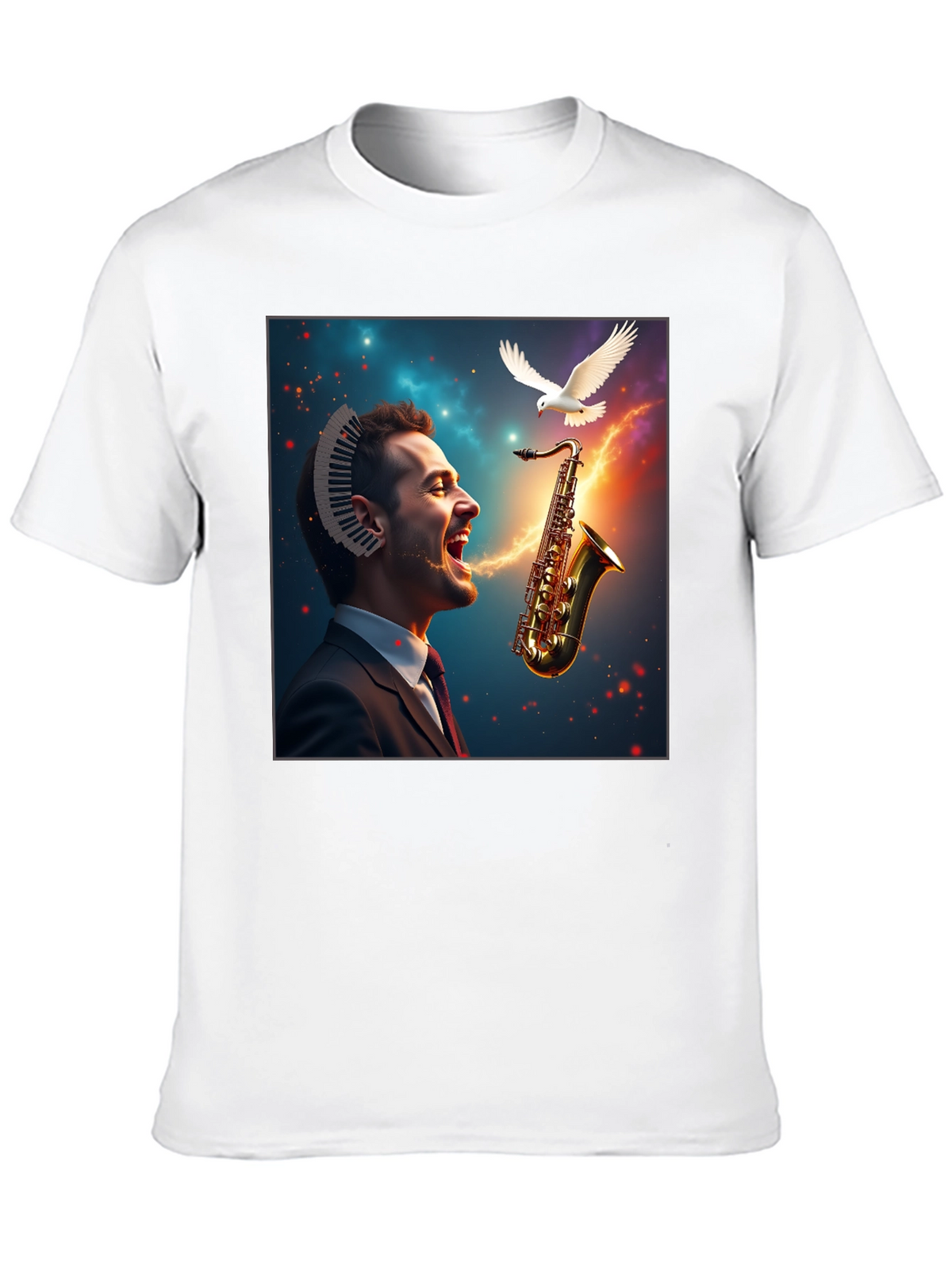 Musical Mind T-Shirt - Artistic Saxophone Design
