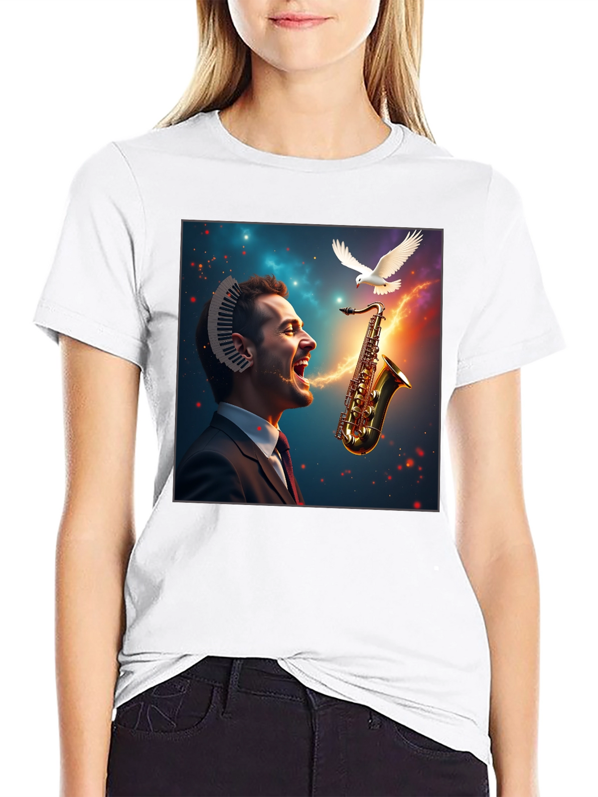 Musical Mind T-Shirt - Artistic Saxophone Design