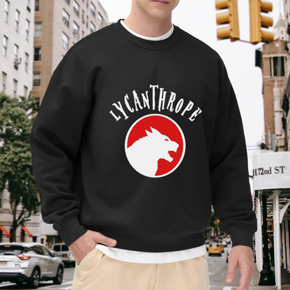 Lycanthrope Werewolf Crewneck Sweatshirt, Snarling Wolf Badge Pullover, Halloween Gift