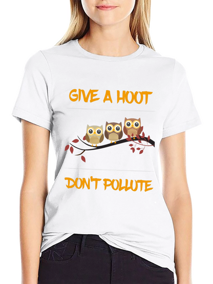 Give a Hoot Dont Pollute Owl Graphic Tee
