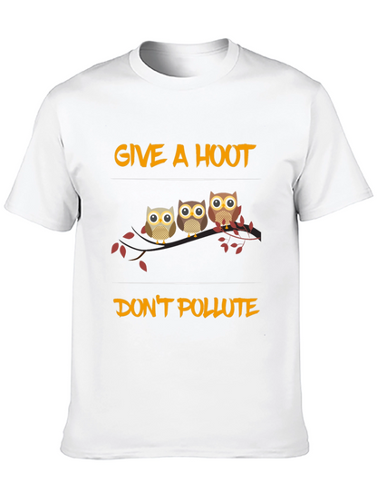 Give a Hoot Dont Pollute Owl Graphic Tee