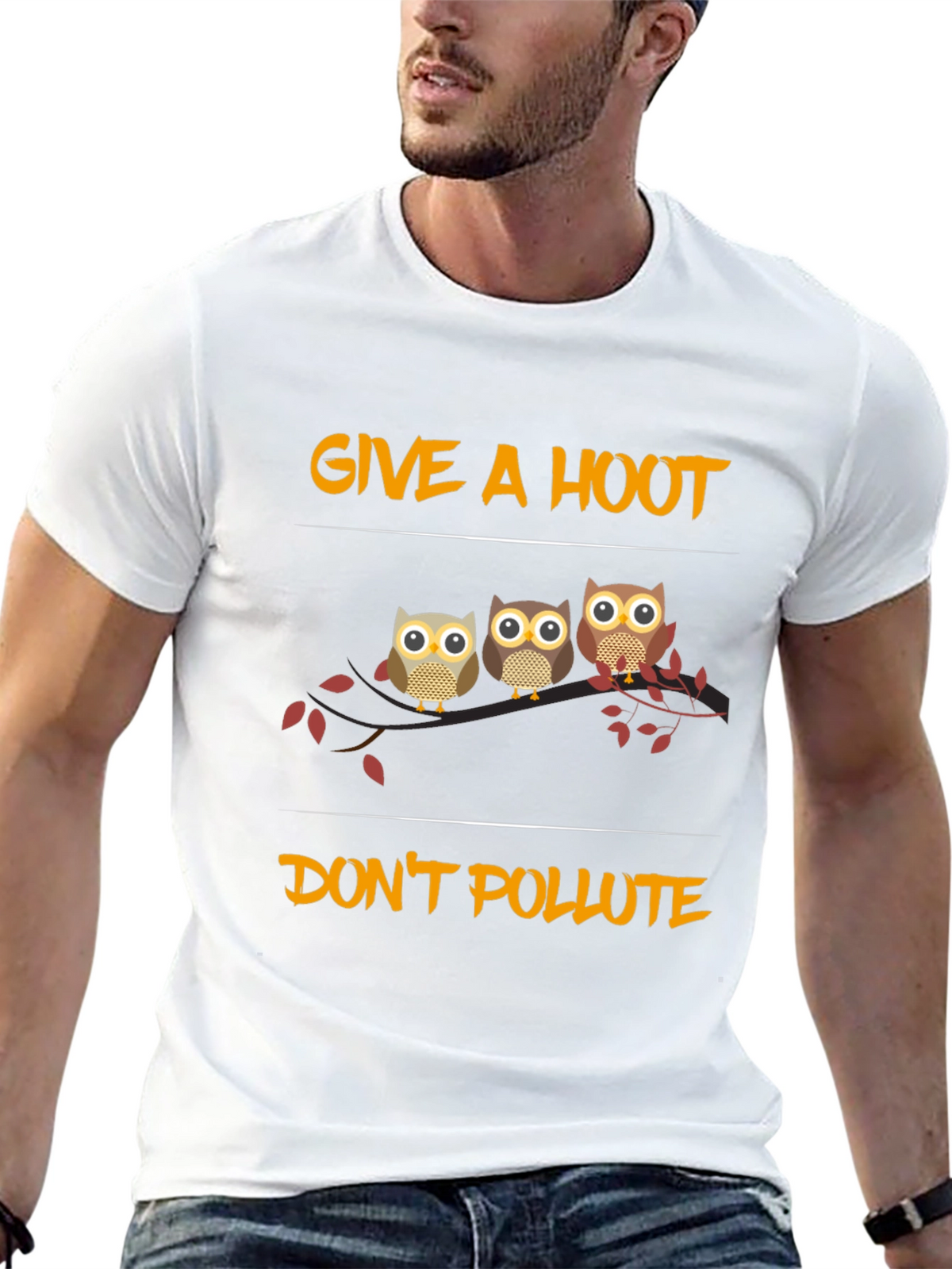 Give a Hoot Dont Pollute Owl Graphic Tee
