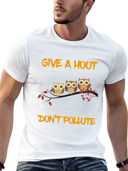 Give a Hoot Dont Pollute Owl Graphic Tee