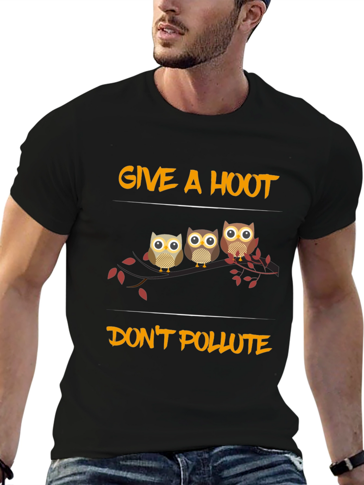 Give a Hoot Dont Pollute Owl Graphic Tee