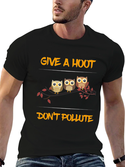 Give a Hoot Dont Pollute Owl Graphic Tee