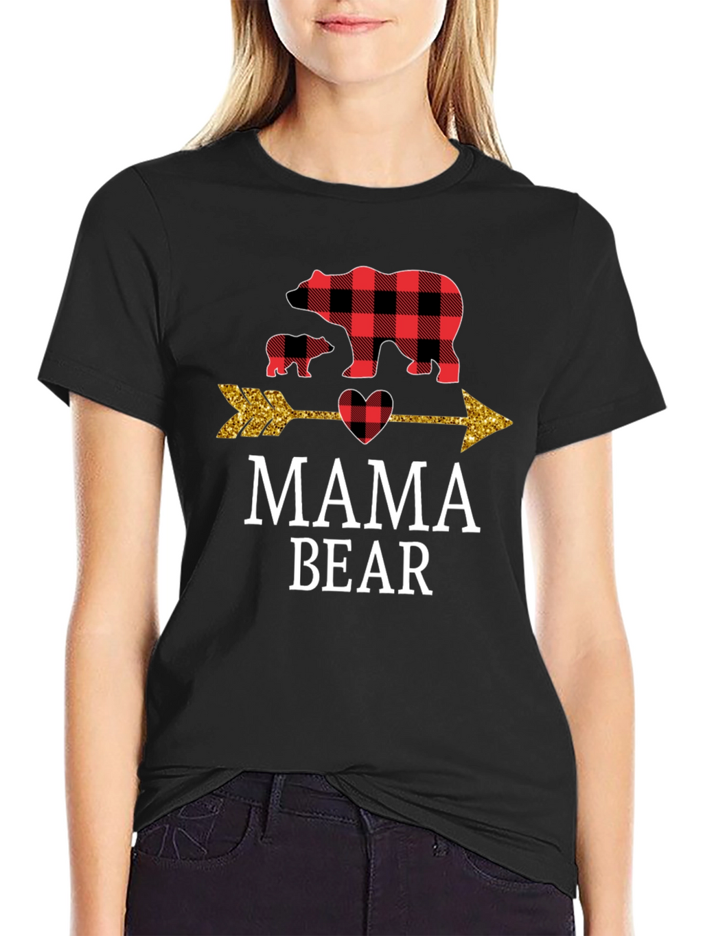 Mama Bear Buffalo Plaid Arrow Graphic Tee
