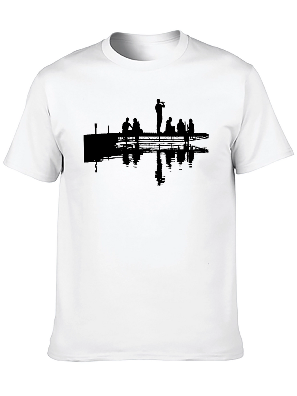 Silhouette Dock Scene Graphic Tee - Black