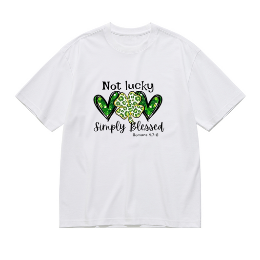 Shamrock Heart Not Lucky Simply Blessed St Patrick Tee