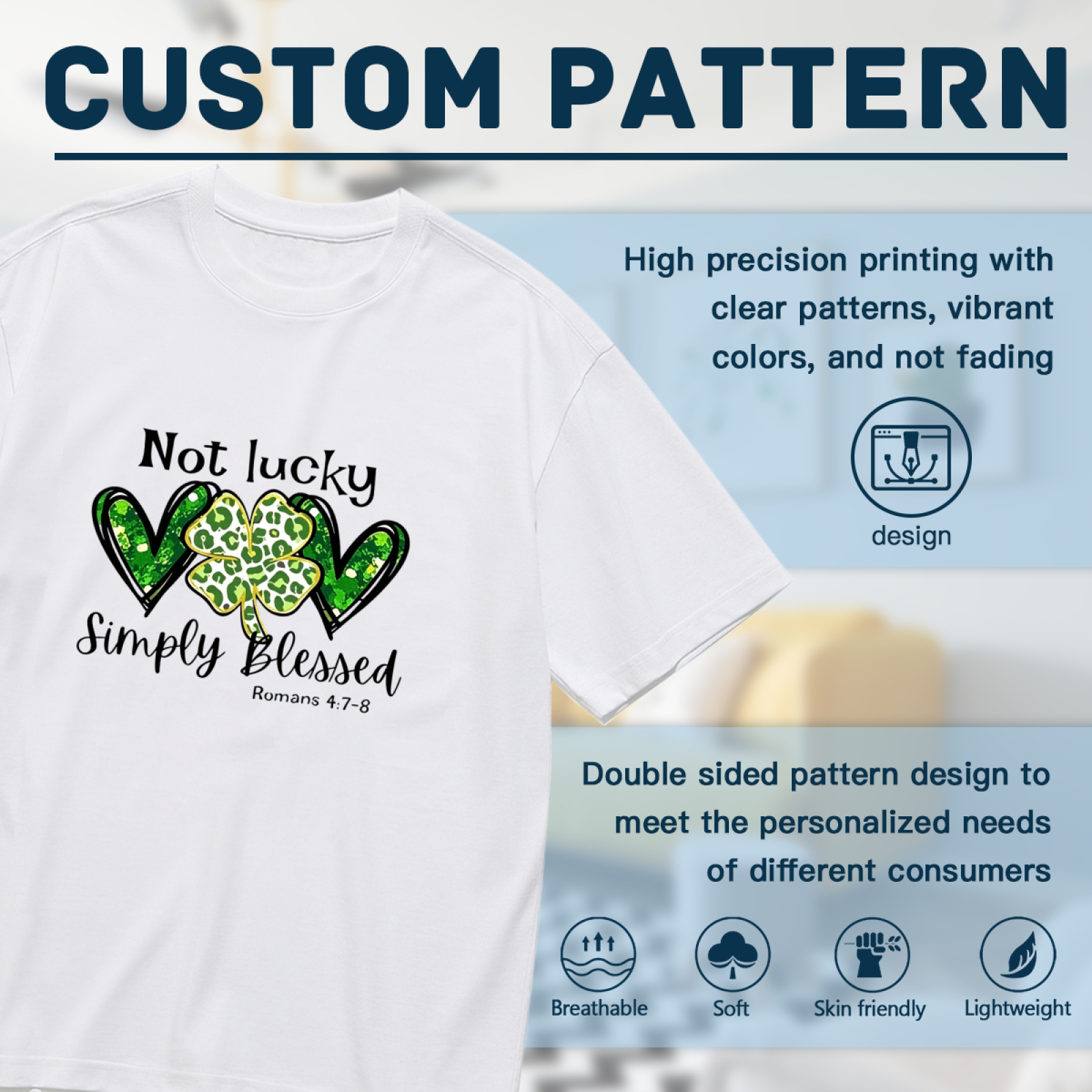 Shamrock Heart Not Lucky Simply Blessed St Patrick Tee