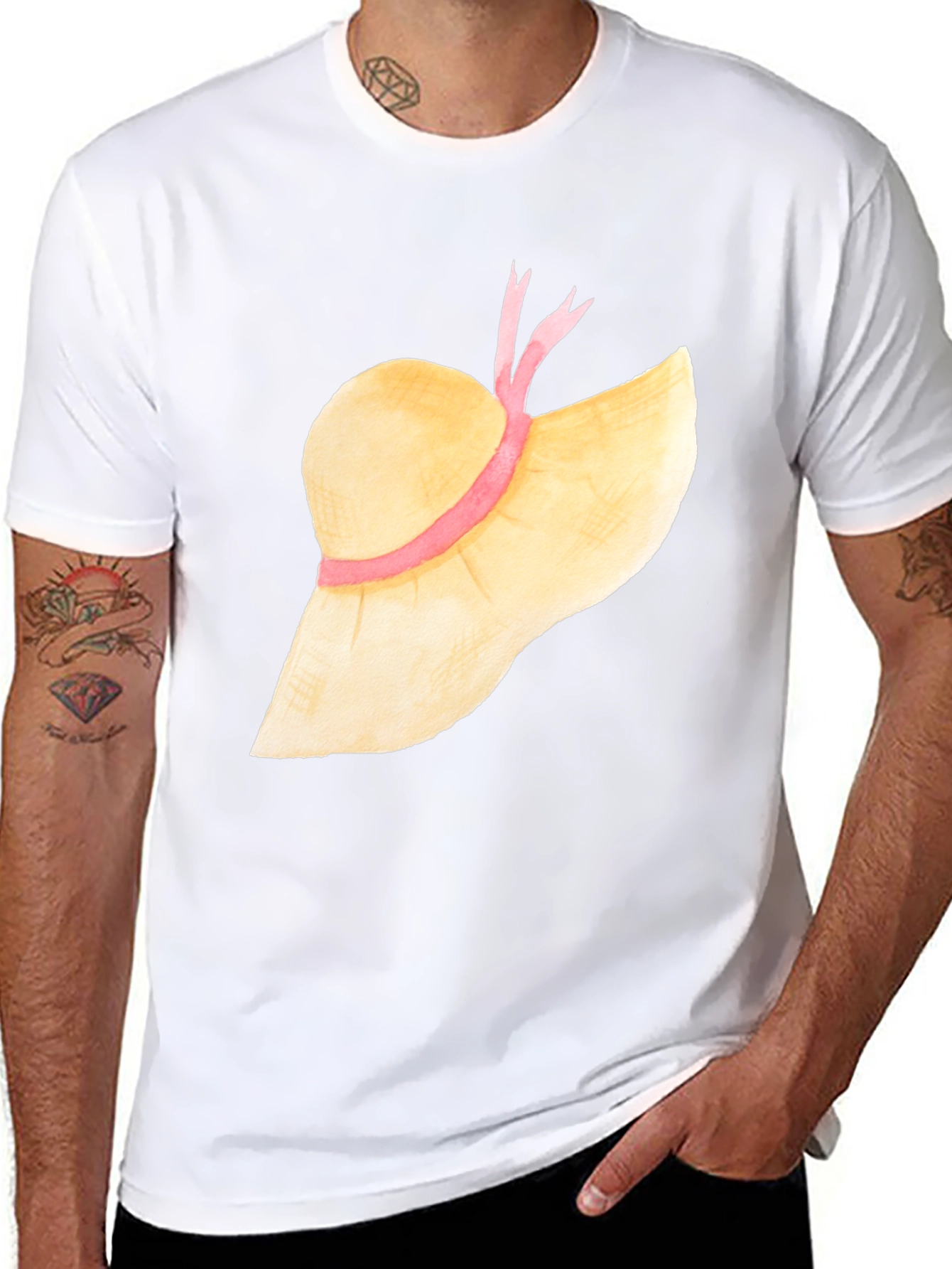 Sun Hat Graphic Tee - Stylish Summer T-Shirt